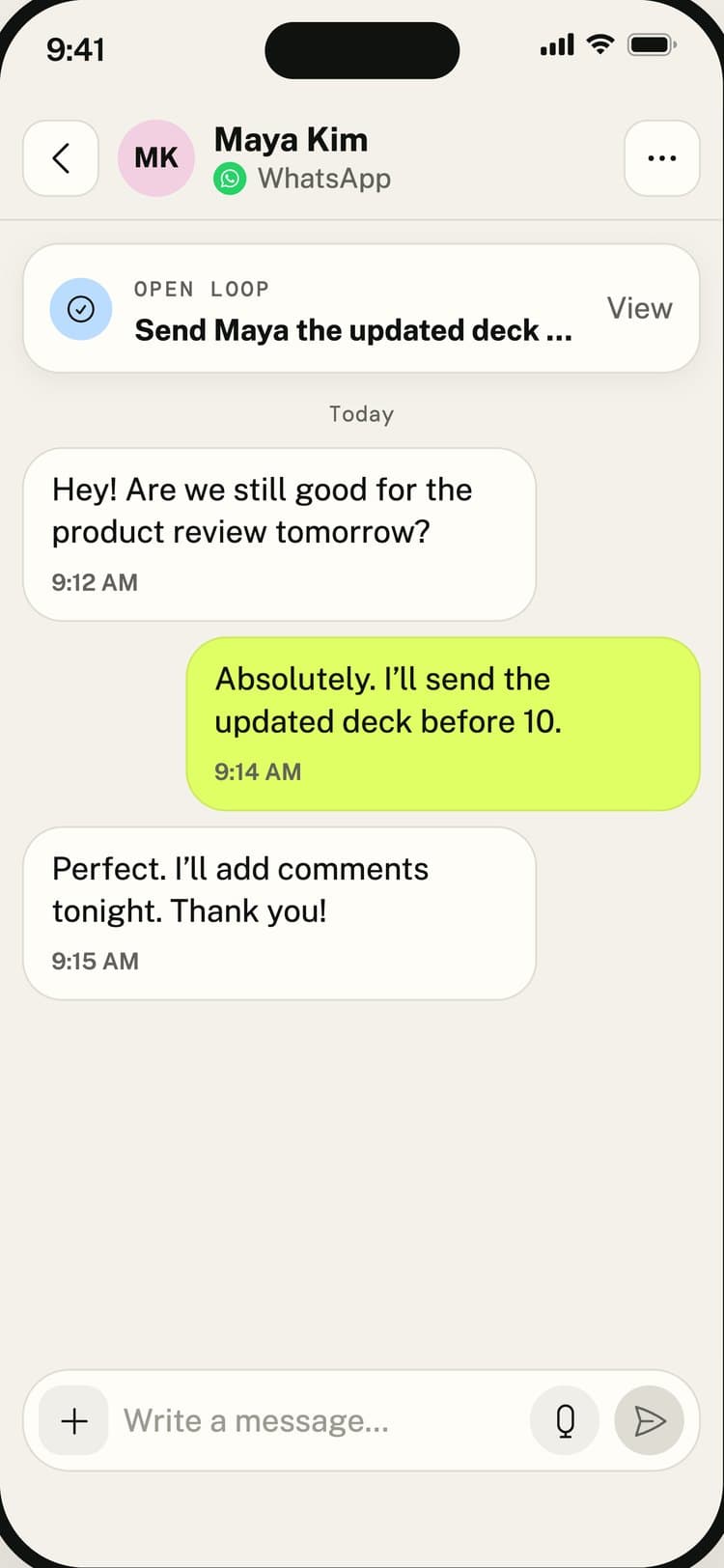 A WhatsApp chat in Claire