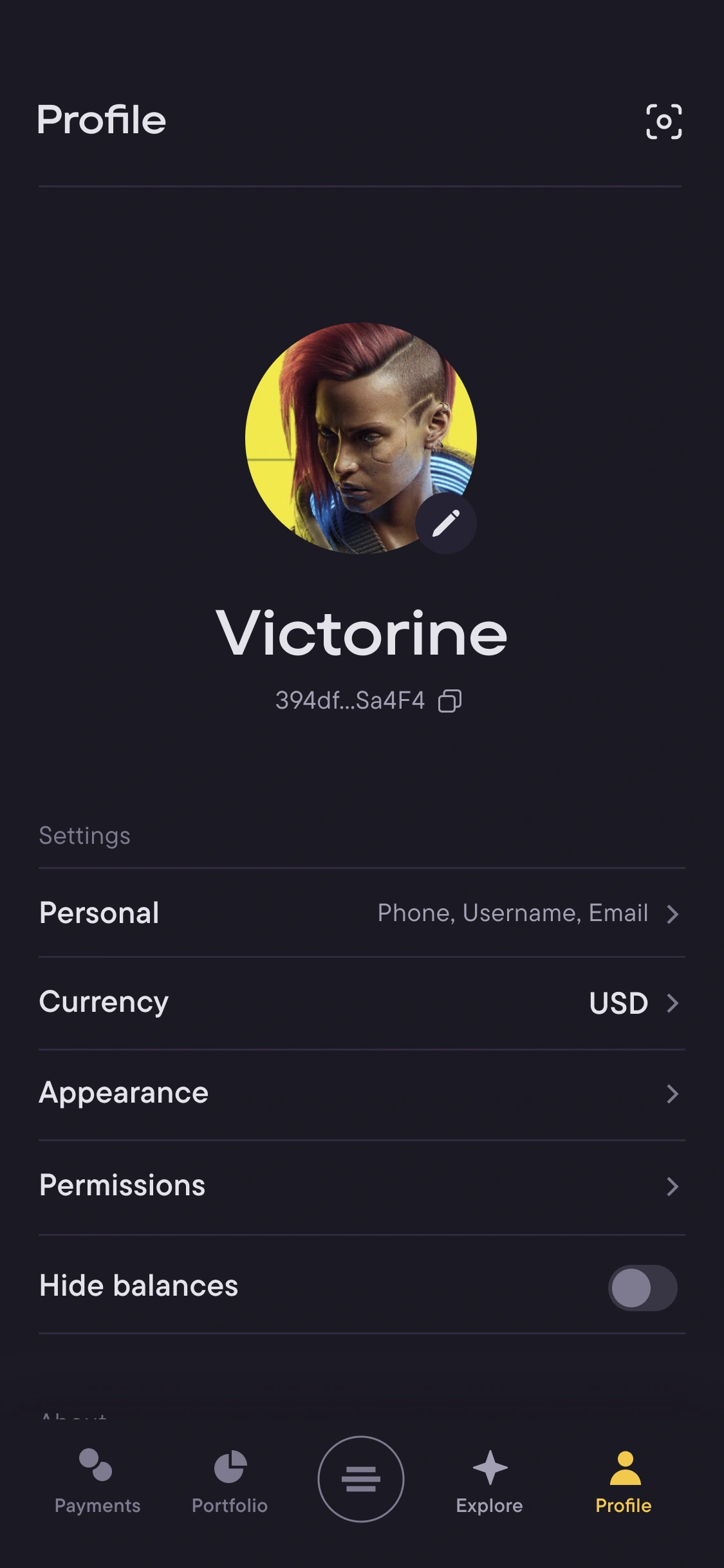 Mango Pay — Profile: Phone, username, currency