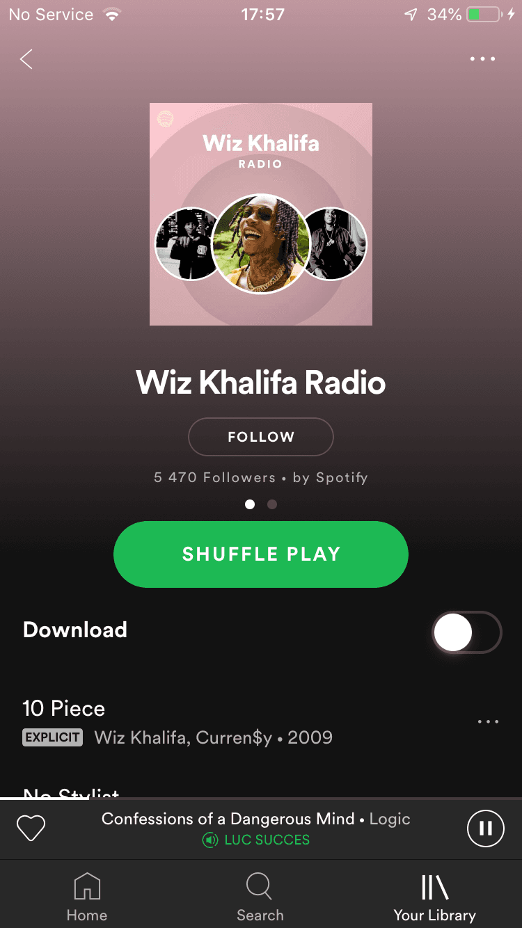 Spotify app screen